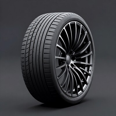 Black tire on alloy wheel