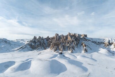 Snowy Hoodoos in Winter Mountains