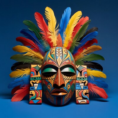 Colorful Feathered Tribal Mask