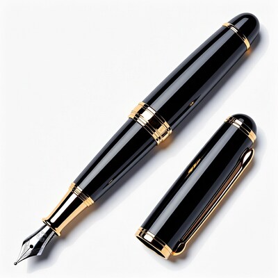 Black Gold Fountain Pen Open