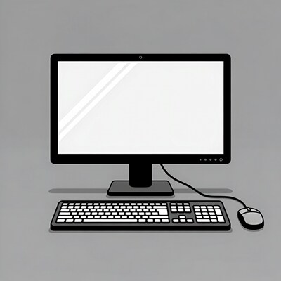 Desktop computer with keyboard and mouse