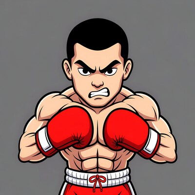 Angry muscular boxer man illustration
