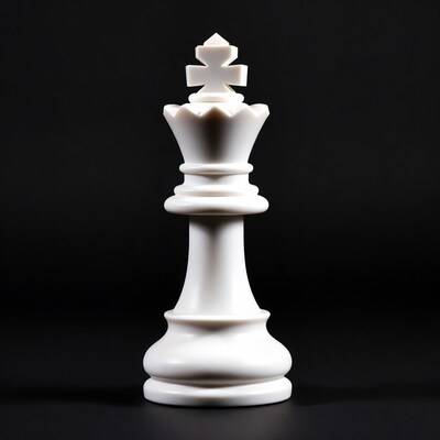 White Chess King on Black Background