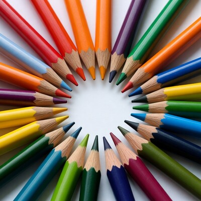 Colorful Pencils Arranged in Circle