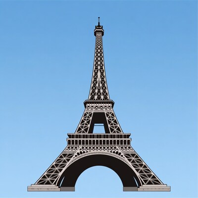 Eiffel Tower illustration on blue background