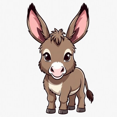 Cute cartoon baby donkey