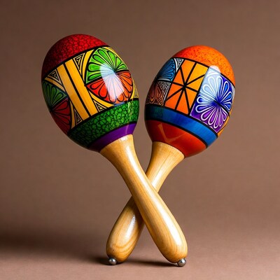 Colorful Painted Maracas Crossed