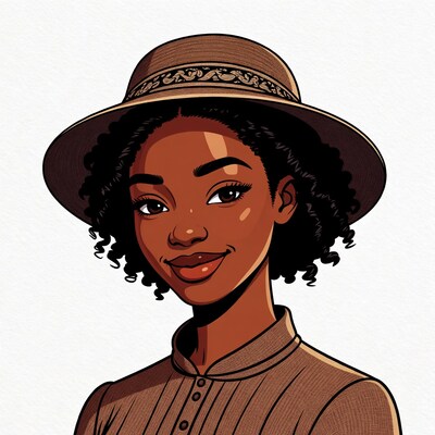 African-American woman wearing wide-brim hat