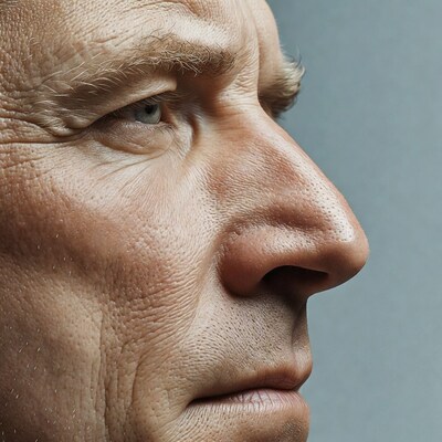 Elderly man profile portrait