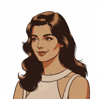 Smiling brunette woman illustration
