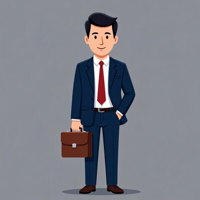 Cartoon businessman holding briefcase