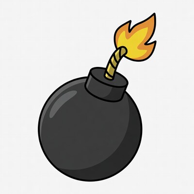 Cartoon Bomb with Lit Fuse