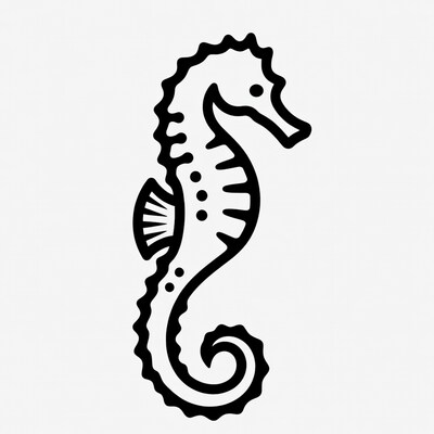 Black Seahorse Outline Illustration