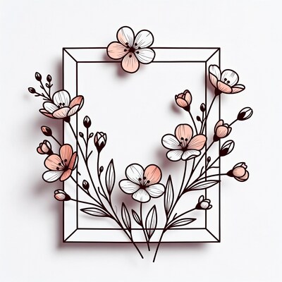 Pink Flower Frame Illustration
