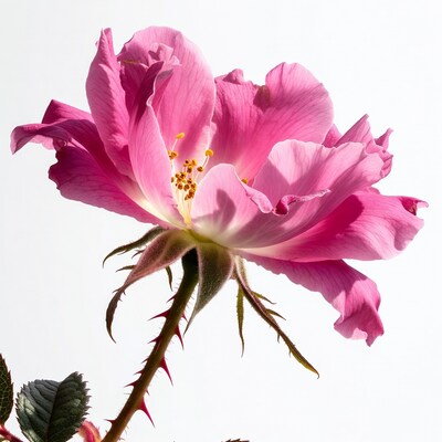 Pink Rose with Thorns
