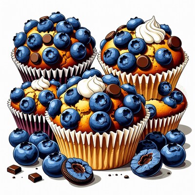 Blueberry Muffins with Whipped Cream
