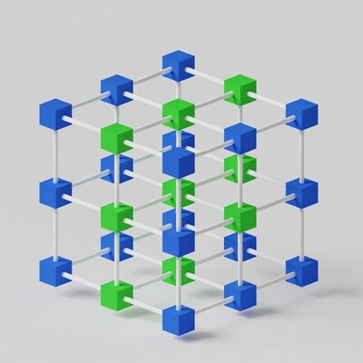 Blue and Green Cube Frame Structure