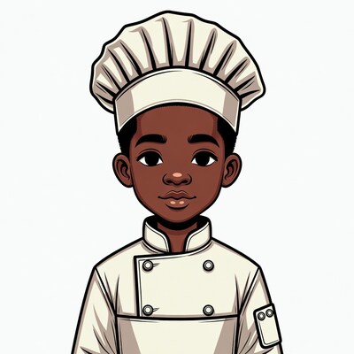 African-American boy chef illustration