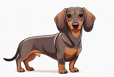 Standing Dachshund Dog Illustration