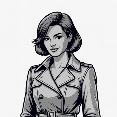 Woman in trench coat illustration