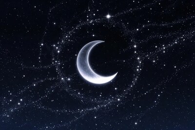 Glowing Crescent Moon with Stars