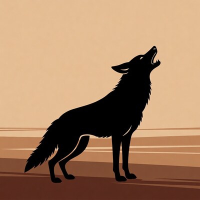 Howling Wolf Silhouette Illustration