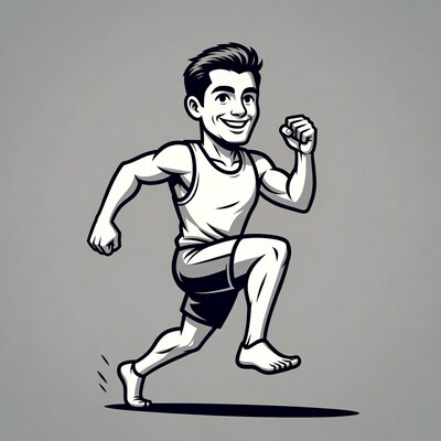 Muscular man running illustration