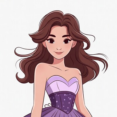 Anime girl in purple tutu dress