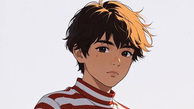Anime boy with black yellow hair