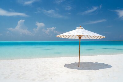 White Parasol on Tropical Beach