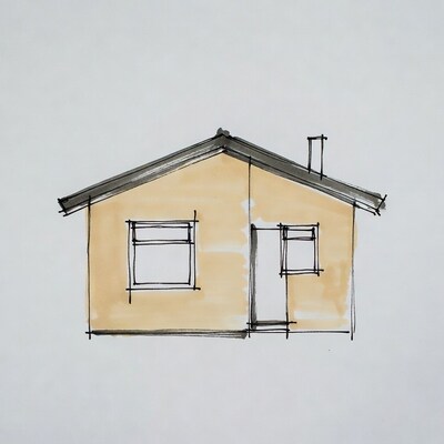 Hand-drawn yellow house illustration