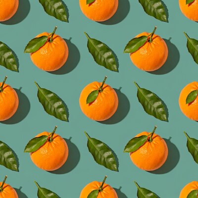Mandarin Oranges with Leaves Pattern