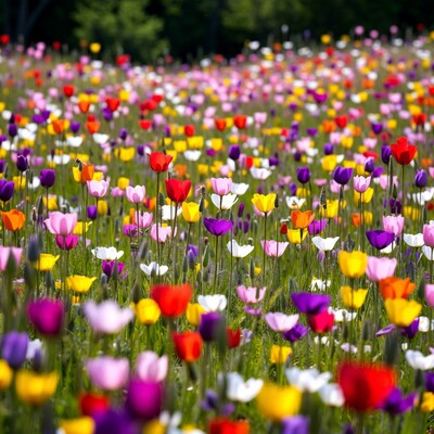 Colorful Tulip Field in Bloom