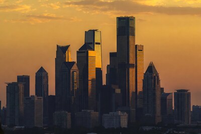 Dallas skyline at sunset