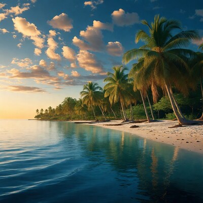 Tropical Palm Beach at Sunset