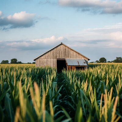 Old Barn in Corn Field