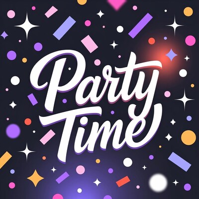 Party Time Illustration with Confetti