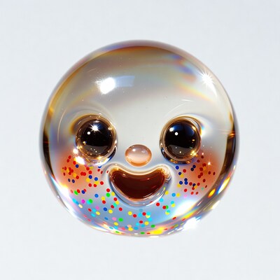 Shiny Glass Smiley Face with Sprinkles