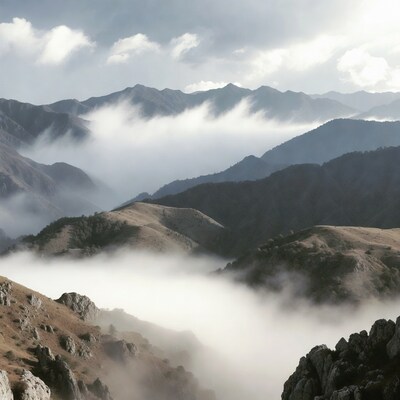Misty Mountains with Clouds