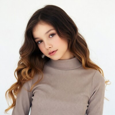 Girl with wavy brown hair