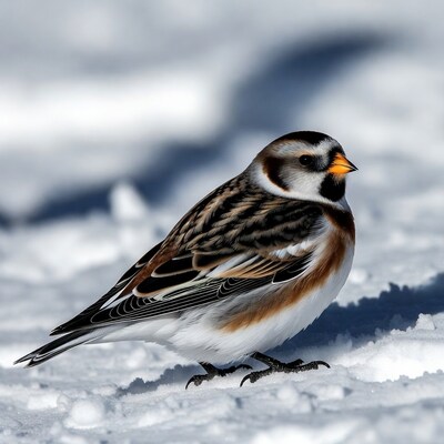 Snow Bunting on Snow