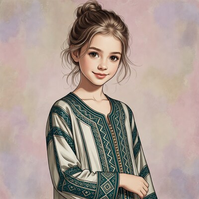 Girl in embroidered traditional dress