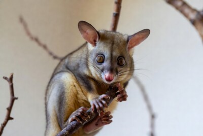 Sugar Glider clinging to branch
