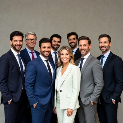 Business team smiling in suits