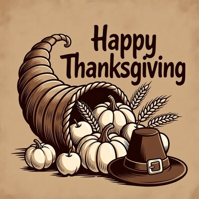 Happy Thanksgiving Cornucopia Illustration