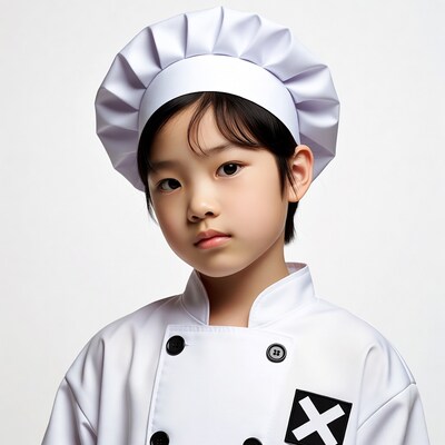 Asian boy in chef uniform