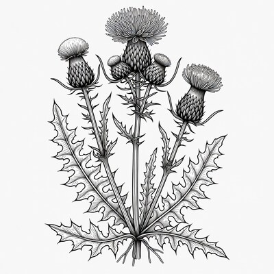 Thistle Flowers Illustration