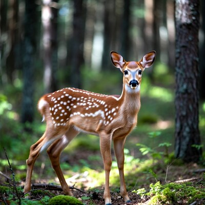 Baby deer in forest