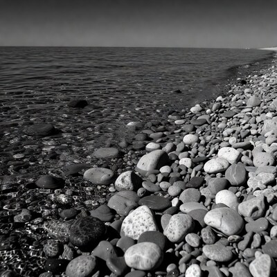 Pebbly Beach Meeting Calm Sea