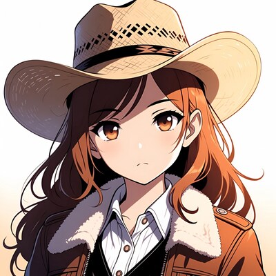 Anime girl in cowboy hat